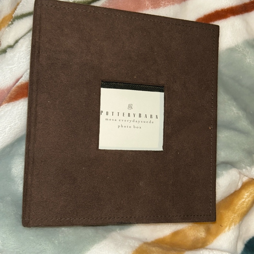 Pottery Barn faux suede photo box as is